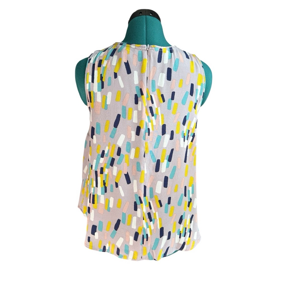 NWOT Boden Graphic Sleeveless Blouse in Yellow and Gray - Picture 4 of 10
